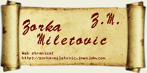 Zorka Miletović vizit kartica